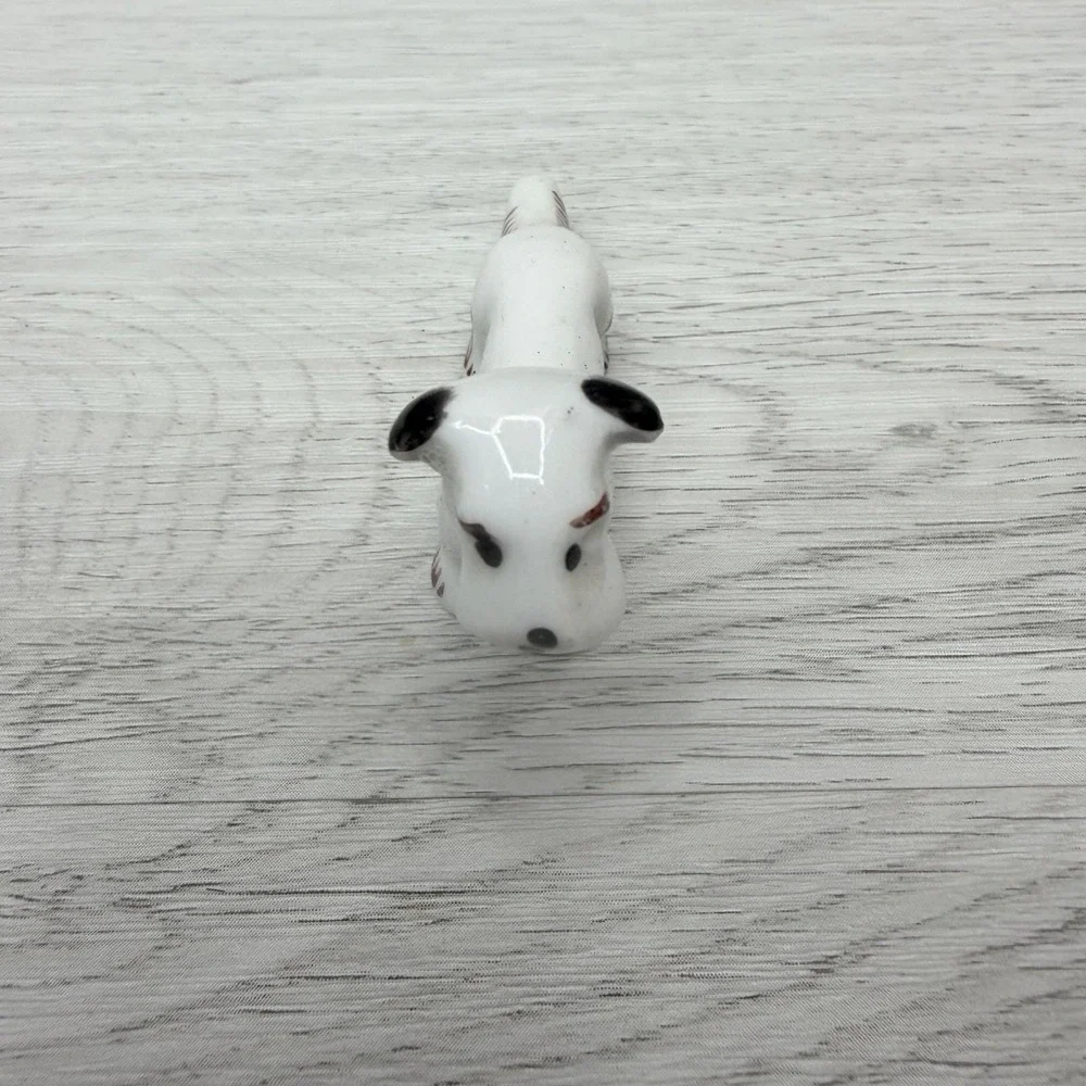 Porcelain Dog Figurine Miniature Dachshund White Japan Marked Vintage 2.5 inch